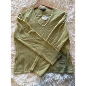 Ann Taylor Cashmere Sweater XL GreenV-Neck Soft Knit Preppy Winter NWT